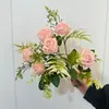 Ramo de Rosas Artificiales, Rosas para Enamorados, Ramo Pequeño para Decoración del Hogar Sala de Estar, Tarjeta de Felicitación, Flores Artificiales de Atrezzo, Ramo