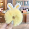 Inverno de pelúcia orelhas de coelho amarrar cabelo elástico faixa de cabelo adulto cocar bonito menina coração de pelúcia corda de cabelo pequenas jóias