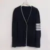 Cardigan Estilo Nuevo Primavera Cuello en V Holgado Estilo Coreano Chaqueta Estilo Universitario Color Contrastante Suéter Simple de Punto Tallas Grandes Ropa para Mujer