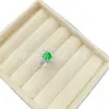 Anillo de Ágata Natural Hielo Crisoprasa al por Mayor Pequeño Sol Chapado en Plata Incrustado Anillo para Mujer Comparable al Jade Suministro en Vivo
