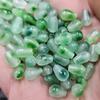Jade Esmeralda con agujero pasante gota de agua Jade cuentas sueltas flor flotante verde gota de agua pulsera collar pendientes pasador accesorios de joyería cuentas