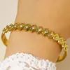 Fivela de Pulseira de Aço Inoxidável da Moda Design de Nicho Geométrico Personalidade Pulseira de Coração Estrela Flor com Óleo Gotejado para Mulheres