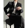2025 Negro Hombro Derecho Chaqueta de Traje Corta Corte Entallado Uniforme de Alta Gama Estilo Cos Retro Simple Top