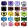 Huagang Gem Rectangular Biselado Coche Plano Combinación Multicolor Circonia Piedra Desnuda Color Esmeralda Anillos de Corte Lote