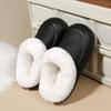 Chinelos de Algodão Femininos para Casa e Interior Outono e Inverno Quentes com Forro de Lã Espessados Slip-On Chinelos de Quarto Cor Pura Casuais