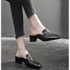 Mules Destalonados para Mujer, Nuevo Estilo Verano 2022, Sandalias de Tacón Grueso, Zapatos Retro de Tacón Medio y Punta Cuadrada