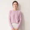 Suéter de gola redonda, folgado, trançado, 100% cashmere, para mulheres, outono e inverno, manga longa, quente, malha base, suéter moderno