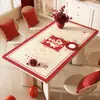 Mantel Individual Rojo de Año Nuevo, Impermeable y a Prueba de Aceite, Mantel sin Lavado, Mantel para Mesa de Café con Ambiente Festivo, Mantel Protector de Mesa Anti-Escaldaduras