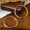 Aretes de aro de oro real de 18 quilates chapado, estilo europeo y americano, aretes de aro texturizados de moda, aretes exagerados y versátiles para mujer