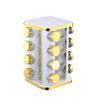 Estante para condimentos de cocina cuadrado con borde dorado, estante para condimentos de acero inoxidable, estante de almacenamiento para tanque de condimentos, estante para condimentos giratorio, venta al por mayor