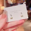 Conjunto de Piercing de Orelha Doce Elegante Coreano Brincos de Borboleta para Estudantes Femininas Simples e Versátil Brincos de Zircônia Elegantes Exquisitos