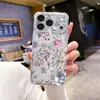 Popular en Xiaohongshu: Funda suave de TPU antichoque de cuatro esquinas con flores iridiscentes pintadas con UV para Apple 17 Pro Max
