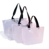 Bolsa Tecida Transparente de Desenho Animado Personalizada PP Grande Chamativa Bolsa de Mão Tecida para Compras Bolsa para Roupas Logo Personalizado