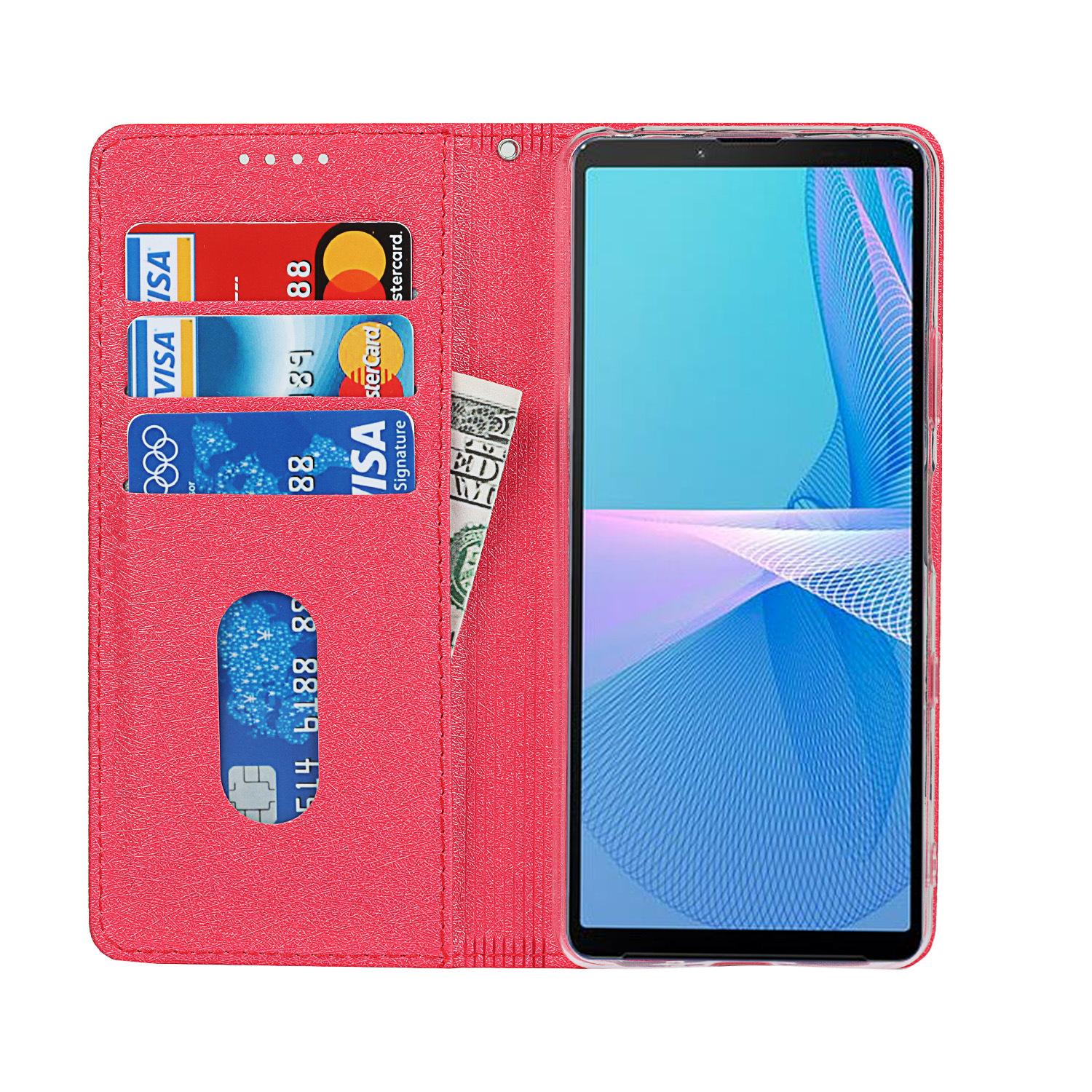 索尼 Xperia 10 III 挂绳蚕丝纹皮套