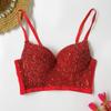 Danza del vientre Diamante Tirantes de espina de pescado Ropa exterior Estilismo corporal Pecho Rendimiento Escenario Sexy Ombligo Envuelto Pecho Clavo Chaqueta de cuentas Mujer