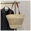 Bolso de Hombro Nuevo Tejido con Correa Bolso de Mano Rayado en Contraste Bolso Tote Simple Versátil Bolso de Hombro Estilo Vacacional
