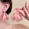 Pendientes de Flor de Tela para Jardín de Monet Super Hada Dulce Temperamento Pendientes Versátiles Moda Alto Sentido de Gama Pendientes Nicho para Mujeres