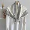 Bufanda Triángulo Grande Artística Retro Bufanda de Seda para Mujer Bufanda de Primavera y Otoño para Atar al Cuello Atar a la Cintura Bufanda Pequeña Multifuncional Rayas