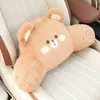 Almohada de reposacabezas y soporte lumbar de coche de dibujos animados, cojín lumbar de felpa para asiento de coche, universal para todas las estaciones, soporte lumbar creativo para coche