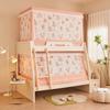 Mosquiteiro Trapezoidal para Beliche Infantil, Cortina Blackout Anti-Queda para Beliche Superior e Inferior, Modelo de Estante para Dormitório com Três Portas, Integrado Anti-Mosquito
