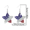Pendientes Colgantes Europeos y Americanos con Pedrería para Mujer, Modernos y a la Moda, Pendientes de Bandera del Día de la Independencia con Pedrería, Transfronterizos