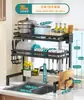 Estante de Almacenamiento para Cocina, Estante para Tazones, Escurridor para Tazones y Palillos, Escurridor de Platos, Caja de Almacenamiento con Escurridor para Tazones, Sobre el Fregadero
