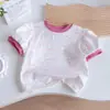 Camisetas de Manga Corta de Verano para Niños y Niñas, Tops Modernos con Estampado de Letras, Dibujos Animados y Rayas para Bebés