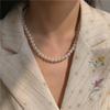 Colar de Pérolas Sintéticas Feminino Verão Luxo Leve Nicho 2023 Novo Alto Senso de Design Decorativo Noivado Pescoço
