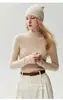 Suéter Kang Sai Ni de Hilo 100% Cachemira Pura para Mujer, Cuello Medio Alto, Otoño/Invierno, Rayado, Corte Ajustado, Favorecedor, Suéter Base de Punto