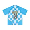Jie Zhan Roupa Masculina Estilo Americano Padrão Estrela Malha Jersey Manga Curta 2026 Primavera-Verão Nova Marca de Moda Retro Malha Respirável Camiseta