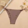 Fio Dental Bikini Europeu e Americano Sexy Alça Fina Colada Cintura Baixa Seda de Gelo Sem Costura Secagem Rápida Forro de Algodão Puro Fio T Roupa Íntima Feminina