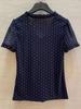 Nova Roupa Feminina Gejia 2024 Outono e Verão Nova Camiseta Feminina Top de Malha de Alta Qualidade Decote V Chiffon Manga Curta