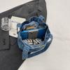 Ins Vintage azul escuro Denim Bordado Flor All-match Ombro Bolsa Estudante Lancheira Bolsa Balde Bolsa Bolsa Feminina Fofa