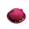 Sombrero de Orejas de Gato con Perlas Unisex para Padre e Hijo Estilo Británico Otoño e Invierno Copa Redonda Dulce y Lindo Sombrero de Navidad Año Nuevo Graduación