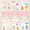 Novo cartão de felicitações dobrável de aniversário em inglês com tema de desenho animado fofo, transfronteiriço, com envelope e pequeno cartão de presente de flor