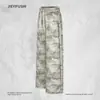 Pantalones casuales de camuflaje para hombre, pantalones deportivos holgados de pierna ancha estilo americano de moda con cordón y cintura elástica, pantalones deportivos versátiles
