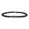 Nuevo Pulsera Cruz de Piedra de Hiel Negra para Hombre, Pulsera de Piedra Volcánica de 4 mm, Turquesa Roja, Joyería Pulsera Regalo para Pareja
