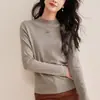 Camiseta de Manga Larga con Cuello Medio de Tencel y Lana para Mujer, Top Ajustado para Principios de Primavera, Camiseta Base Nueva Otoño e Invierno 2026