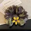 Goma para el pelo tipo coreano con flores amarillas para mujer, Accesorio versátil de moda, Coleta fresca y elegante de verano, Adorno para el pelo