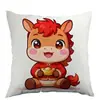 Almohada Año del Caballo 2026 Funda de Almohada Zodiacal de Año Nuevo Impresa por Ambos Lados Decoración del Hogar Cojín Funda de Cojín de Mesita de Noche Personalizada