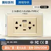 Painel de Tomada com Interruptor Tipo 118, Tomada de Seis Furos Padrão Americano 16A, Tomada com Interface USB Padrão Americano, Painel de Interruptor de Parede