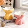 Tigela Floral para Comida e Água de Gato, Cerâmica Elevada com Proteção para o Pescoço, Grande Capacidade, Antiderramamento, Fácil de Limpar, Tigela Especializada para Gatos