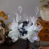 Novo Adorno de Cabeça para Noiva, Grampo de Cabelo Flor Super Fada Branco Feito à Mão, Acessórios de Cabelo para Casamento, Acessórios para Vestido e Robe de Banho, Sensação de Alto Padrão