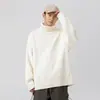 Suéter de Gola Alta Cor Sólida Estilo Coreano para Casais (Homens e Mulheres), Nova Malha Loose Estilo Preguiçoso Outono e Inverno