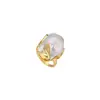 Anillo de Perla Estilo Francés Barroco Natural Jingdong Jewelry Banda de Anillo de Cobre Ajustable Accesorios para Mujer Nicho Venta al por Mayor