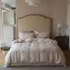 Estilo elegante e feminino anos 60 Lan Jing Tencel dupla areia bordado fosco conjunto de cama macio e fresco conjunto de quatro peças