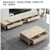 Mesa de Centro de Ardósia de Luxo Leve Gabinete de TV Combinação Madeira Maciça Simples Moderna Gabinete de Chão para Sala de Estar Apartamento Pequeno Móveis para Casa Inteira