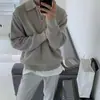 Suéter Meia-Zip, Marca Bonita e Moderna, Tricô de Inverno de Alta Qualidade com Gola, Tricô Casual Estilo Coreano para Meninos