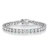 Popular Cadena de Tenis de Cuatro Garras Hip-Hop Europeo y Americano Brazalete de Plata de Ley S925 Moissanita Joyería Unisex Personalizada Cadena de Plata al por Mayor