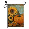 Bandera de Jardín de Acción de Gracias Transfronteriza Nueva Decoración de Otoño para Patio Bandera de Lino con Estampado de Calabaza y Hoja de Arce Bandera de Doble Cara